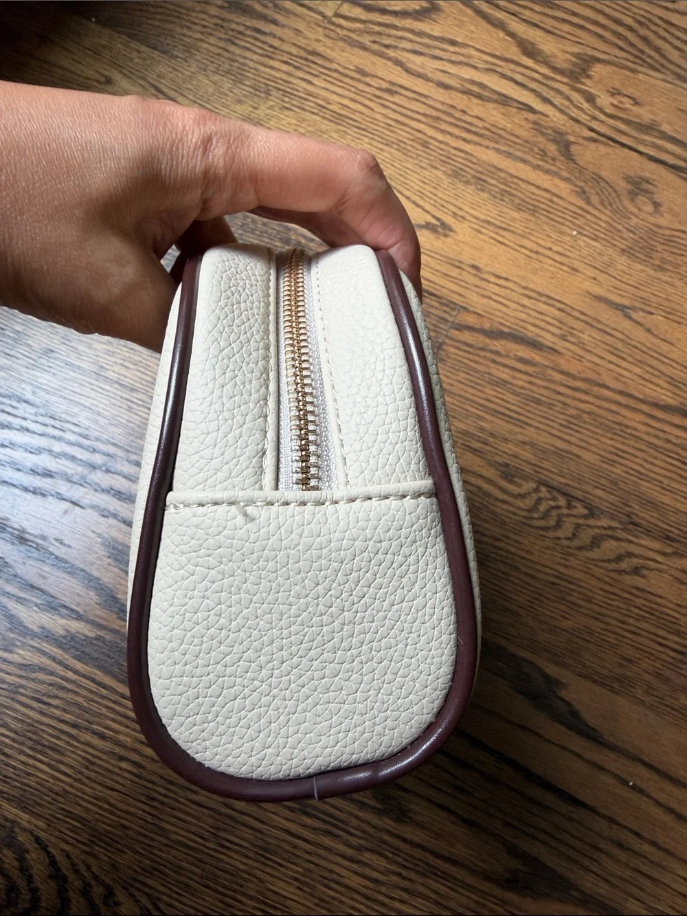 NWT Rachel Zoe Cosmetic Pouch w Brown Trim